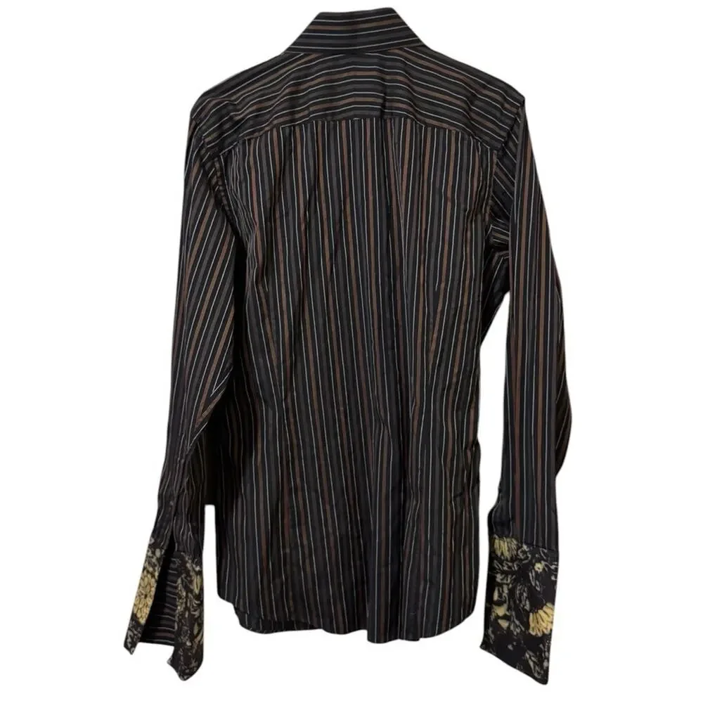 Banana Republic Men Size 15-15 1/2 Button Down Shirt‎ Floral Sleeve Cuffs Cotton